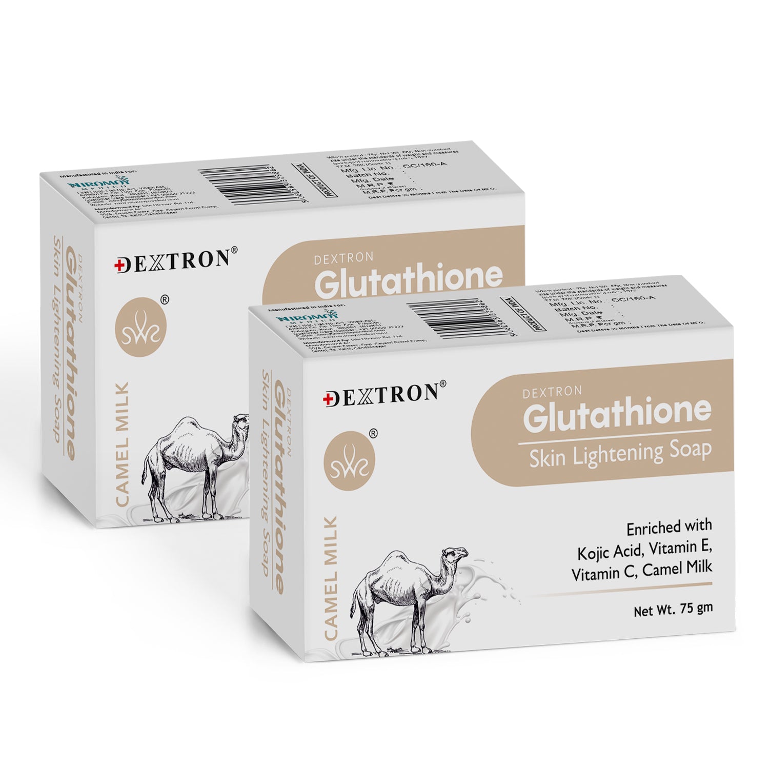 Dextron Glutathione Camel Milk Soap with Kojic Acid Bright Skin Soap 75g Pack of 2