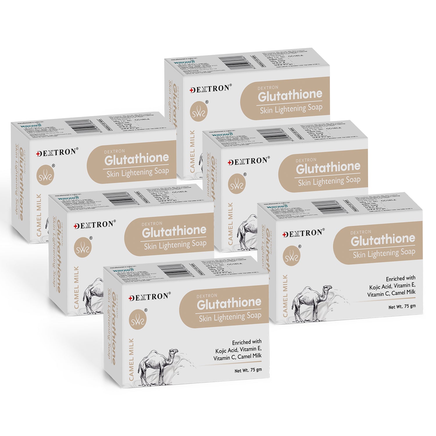 Dextron Glutathione Camel Milk Soap with Kojic Acid Camel Milk Bath Soap 75g Pack of 6
