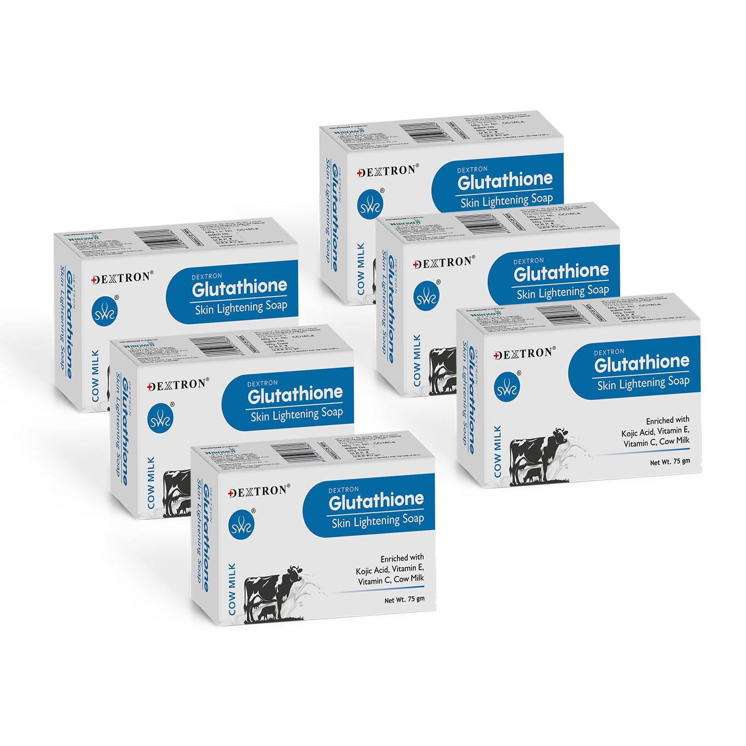 Dextron Glutathione Cow Milk Soap 75g pack of 6 skin brightening soap