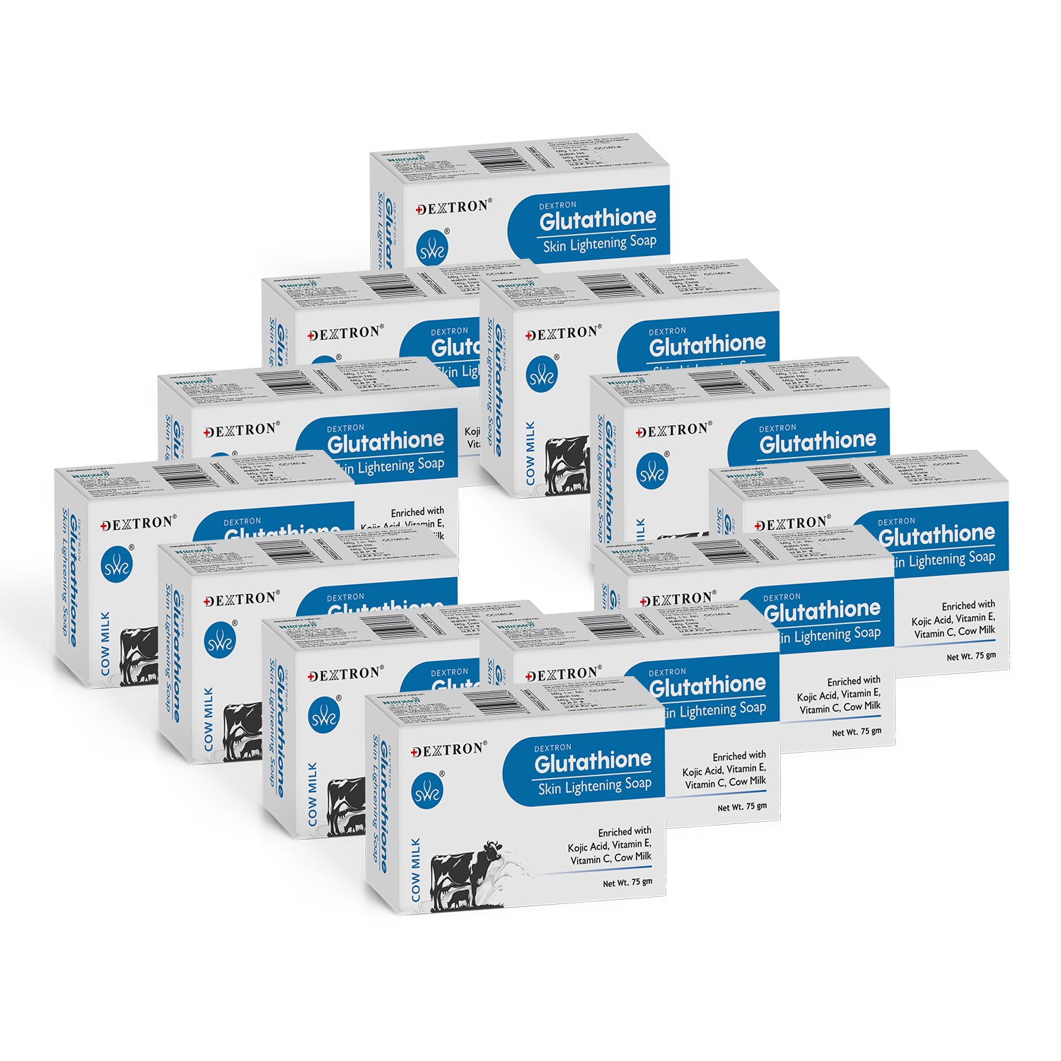 Dextron Glutathione Cow Milk Soap 75g pack of 12 skin lightening soap