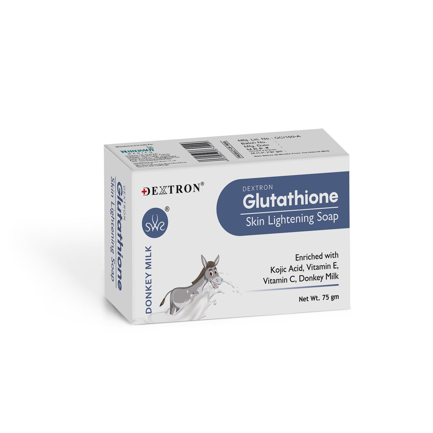 Dextron Glutathione Donkey Milk soap 75g single soap bar