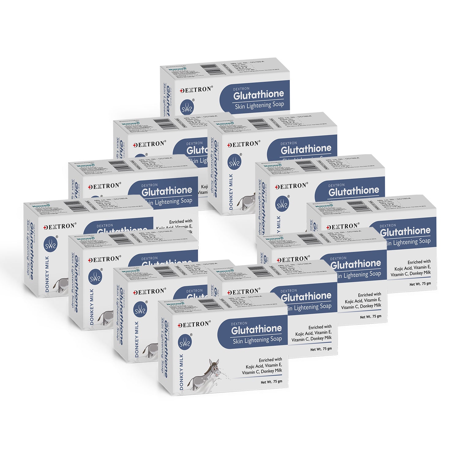 Dextron Glutathione Donkey Milk soap pack of 12 skin care soap