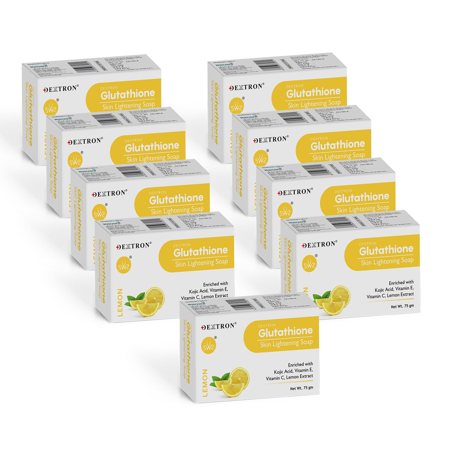 DEXTRON Glutathione Lemon Skin Lightening Soap with Kojic Acid, Vitamin C & Vitamin E – 75 gm