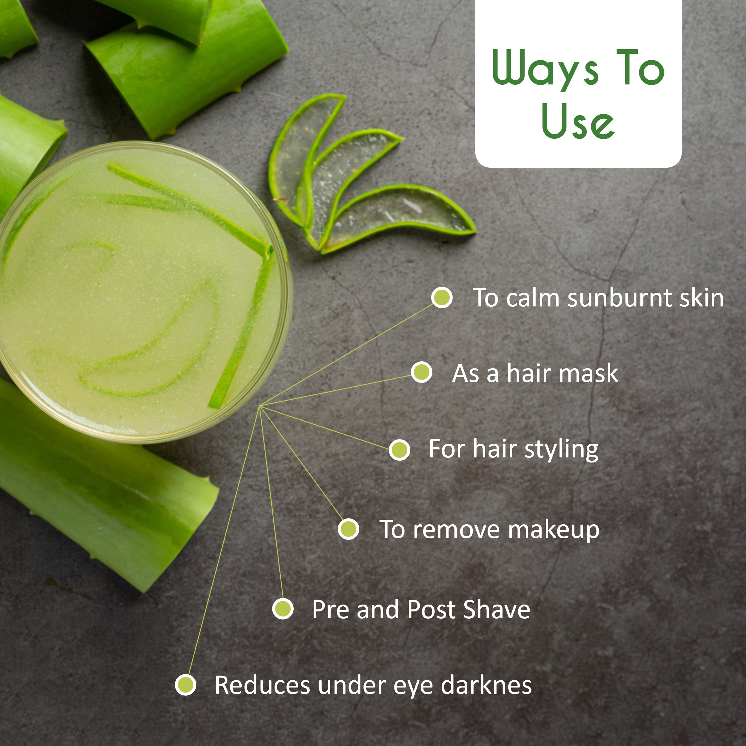 Aloevera gel for reduces eye darknes