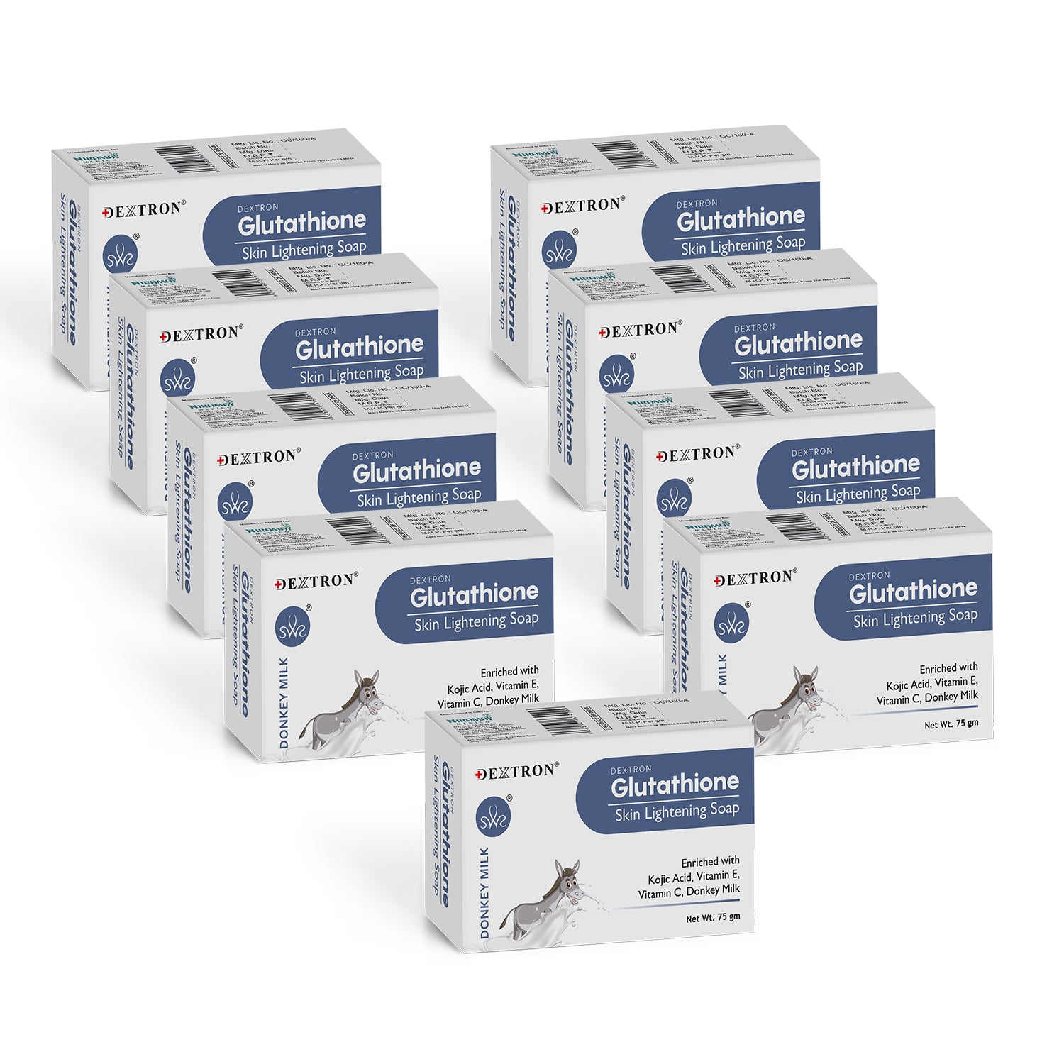 Dextron Glutathione Donkey Milk soap pack of 9 brightening soap bars