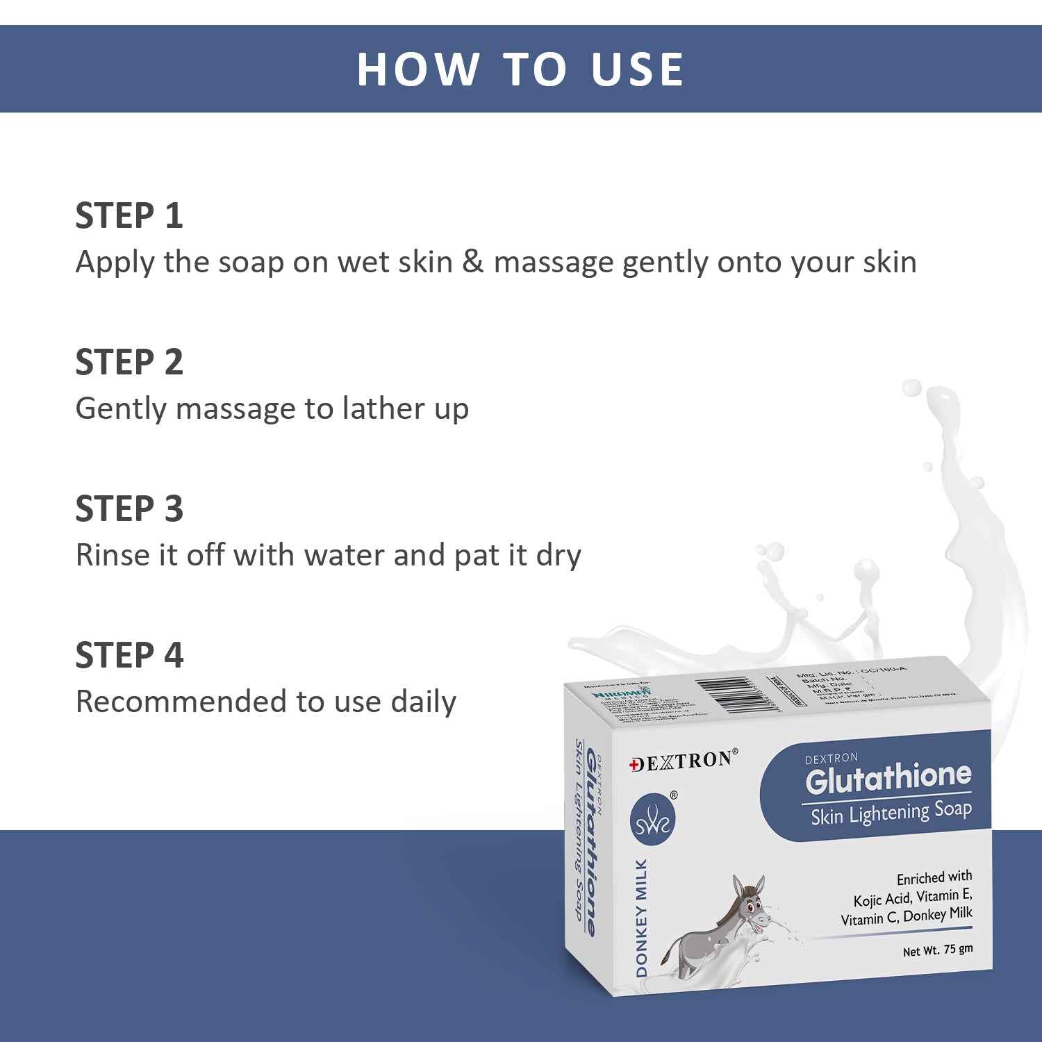 How to use Dextron Glutathione Donkey Milk skin lightening soap