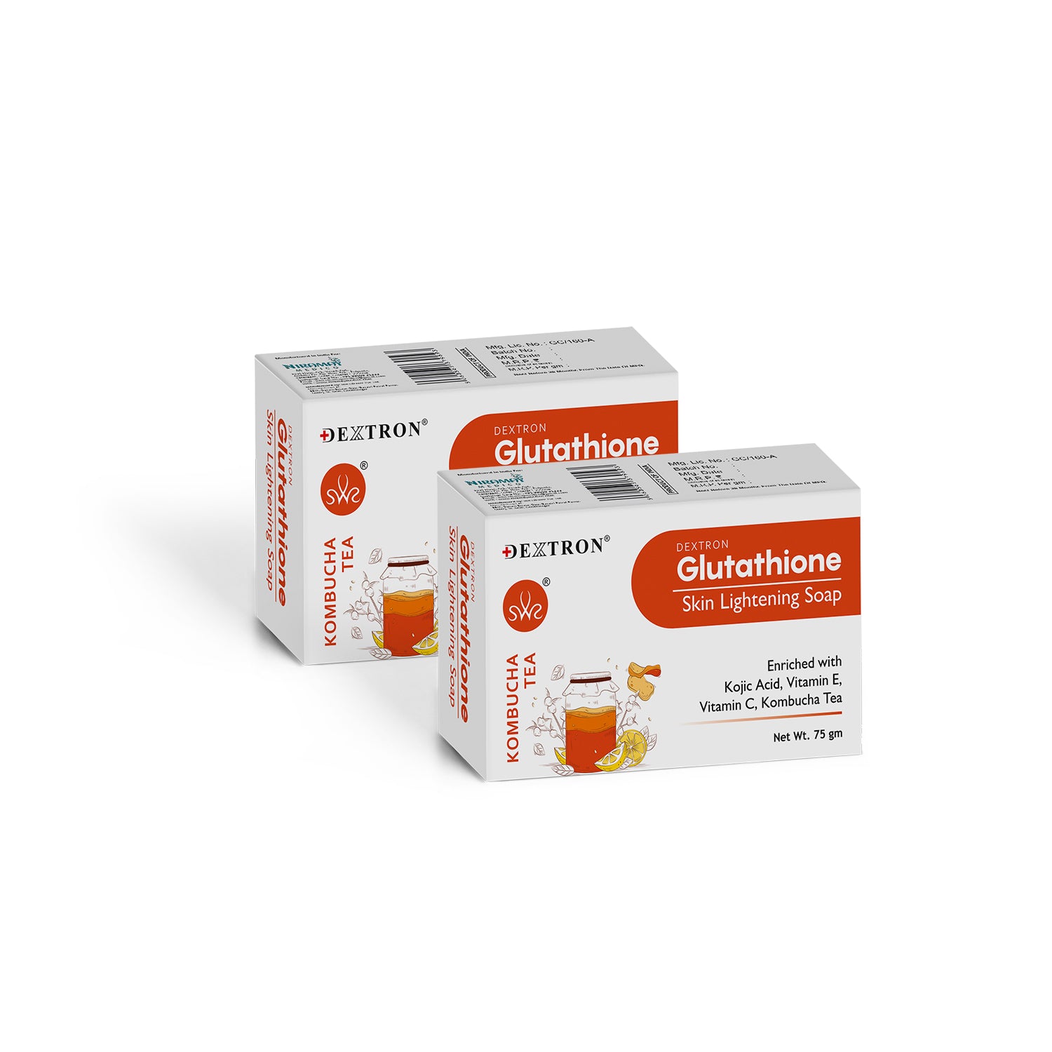 Dextron Soap Display with Tea Leaves, Kombucha, and Glutathione Concept

