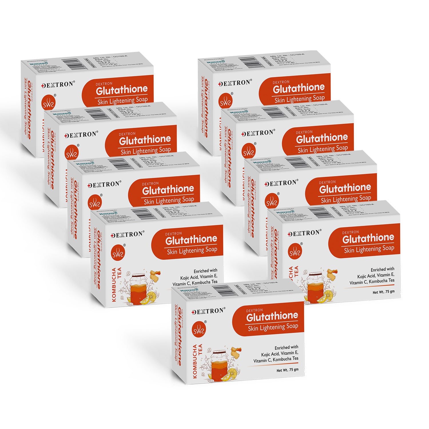 Clean, Minimalist Flat Lay of Kombucha Soap with Key Ingredient Icons


