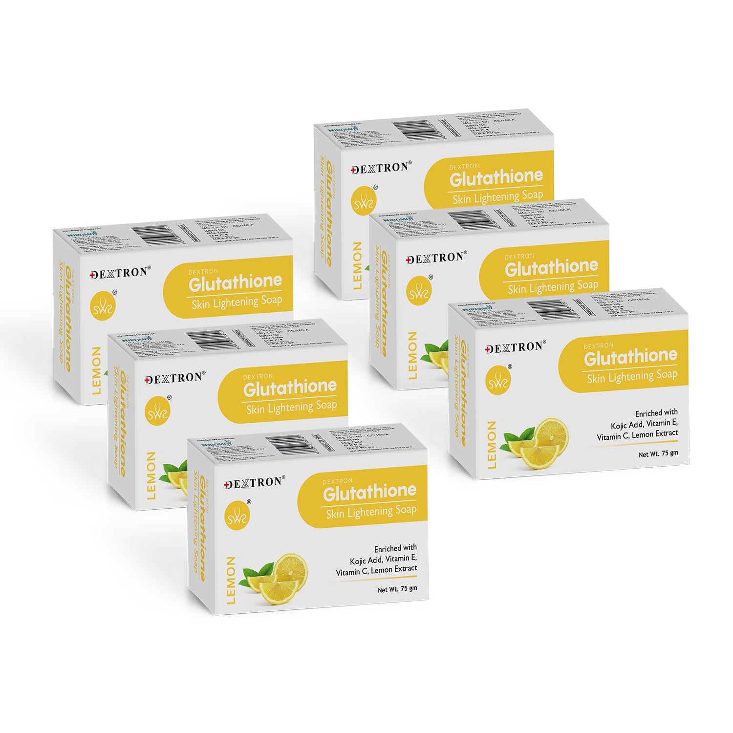 DEXTRON Glutathione Lemon Skin Lightening Soap with Kojic Acid, Vitamin C & Vitamin E – 75 gm