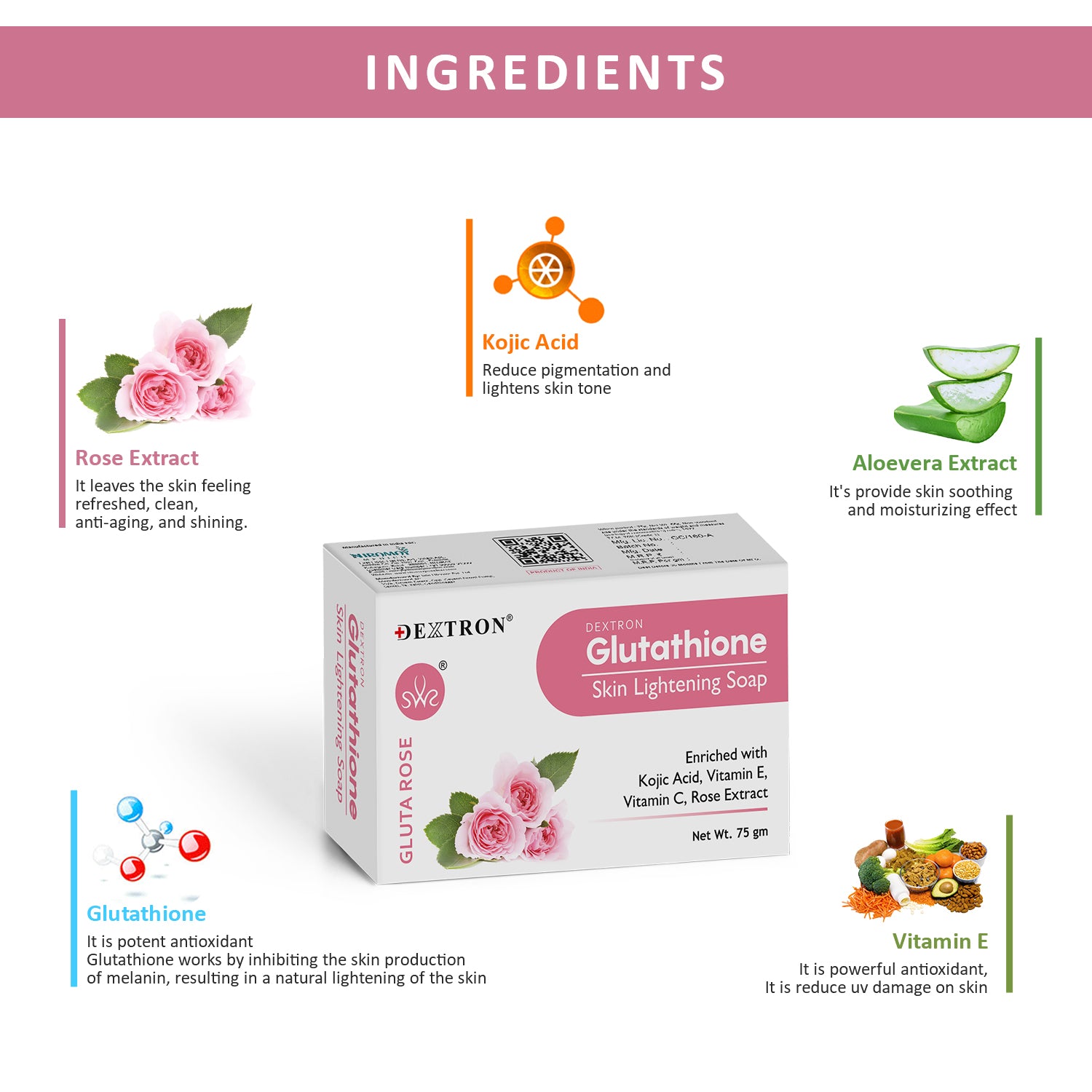 Dextron Glutathione Rose Soap ingredients